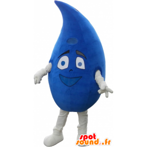 Gota mascote de água sorridente e azul gigante - MASFR032749 - Mascotes não classificados