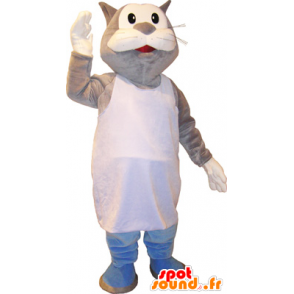 Gris y blanco gato gigante mascota Marcel - MASFR032750 - Mascotas gato