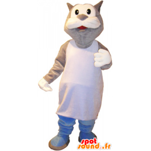 Gray and white cat giant mascot marcel - MASFR032750 - Cat mascots