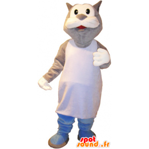 Gris y blanco gato gigante mascota Marcel - MASFR032750 - Mascotas gato