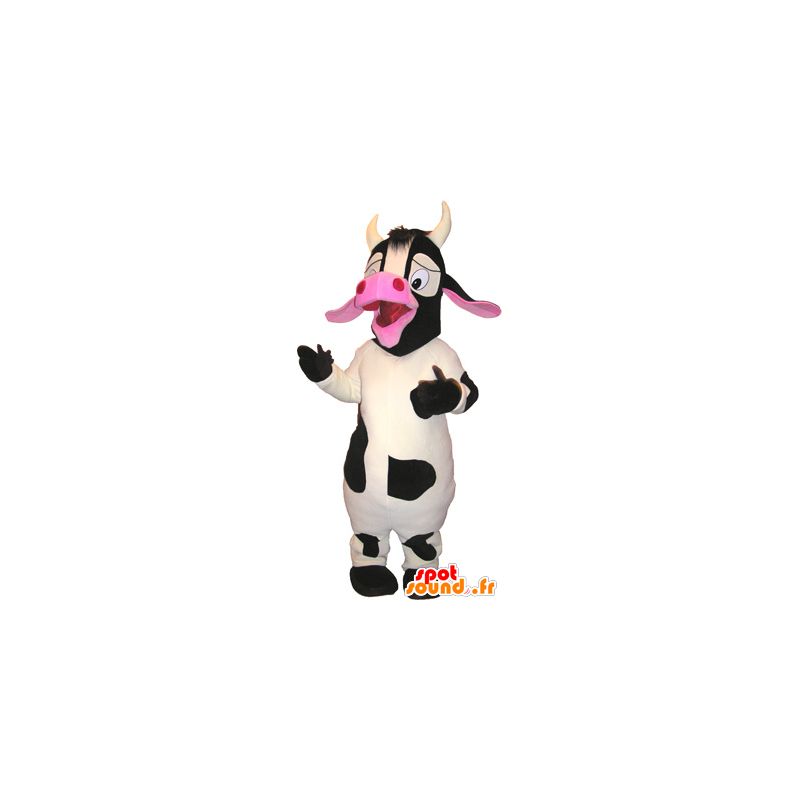 Mascot big white cow, black and pink - MASFR032751 - Mascot cow