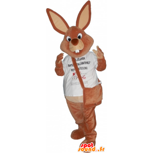 Mascotte de lapin marron avec une sacoche - MASFR032752 - Mascotte de lapins