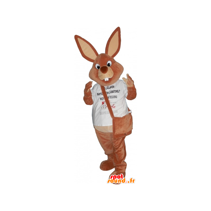 Mascotte de lapin marron avec une sacoche - MASFR032752 - Mascotte de lapins