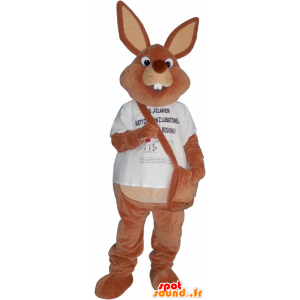 Hnědý králík maskot s taškou - MASFR032752 - maskot králíci