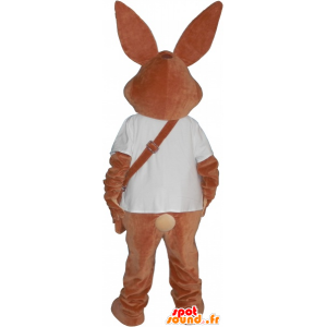 Hnědý králík maskot s taškou - MASFR032752 - maskot králíci