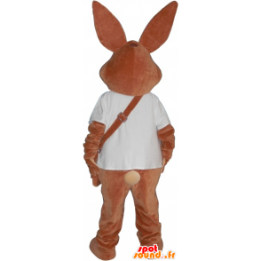 Braunes Kaninchen Maskottchen mit einem Beutel - MASFR032752 - Hase Maskottchen