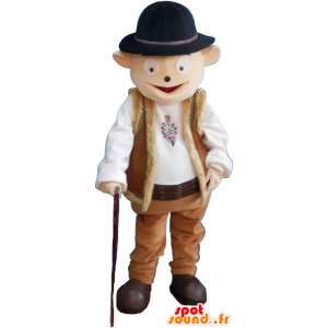 Schneemann-Maskottchen Schäfer Kleidung mit Bowler - MASFR032756 - Menschliche Maskottchen