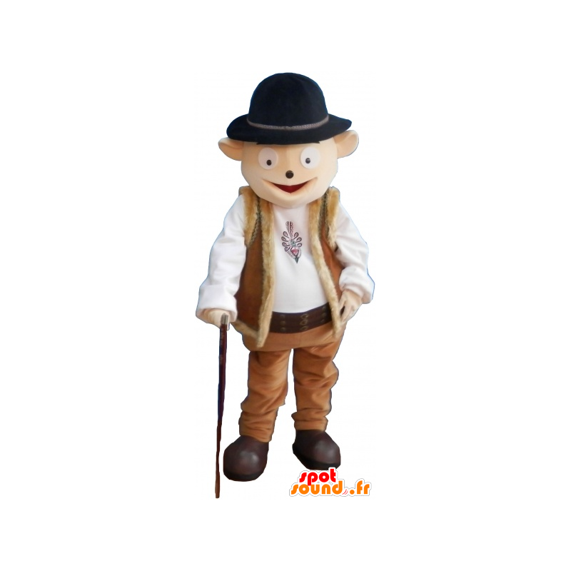 Snowman Mascot shepherd attire with bowler - MASFR032756 - Human mascots