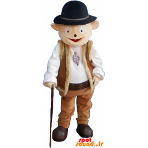 Snowman Mascot shepherd attire with bowler - MASFR032756 - Human mascots