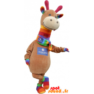 Mascotte de dinosaure marron et coloré très mignon - MASFR032757 - Mascottes Dinosaure