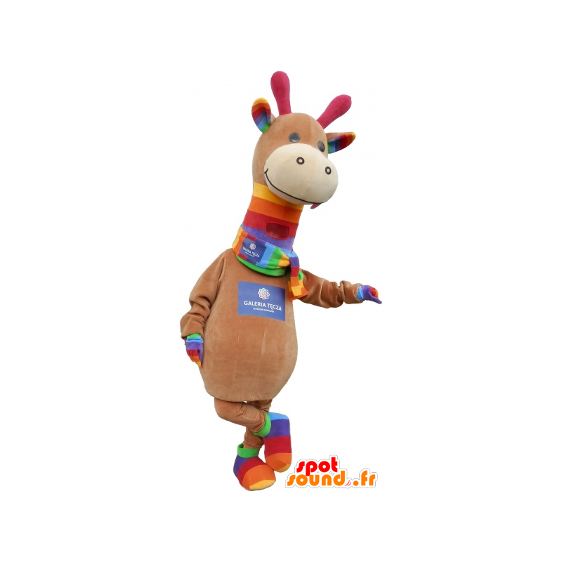 Mascotte de dinosaure marron et coloré très mignon - MASFR032757 - Mascottes Dinosaure