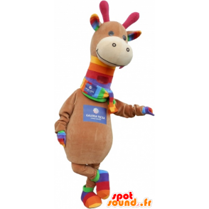 Mascotte de dinosaure marron et coloré très mignon - MASFR032757 - Mascottes Dinosaure