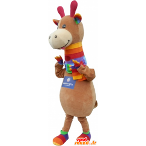 Mascotte de dinosaure marron et coloré très mignon - MASFR032757 - Mascottes Dinosaure