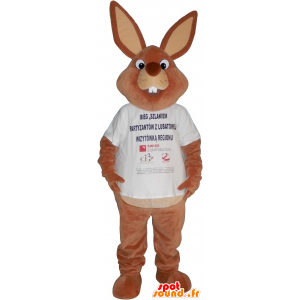 Stor brun kaninmaskot i en t-shirt - Spotsound maskot