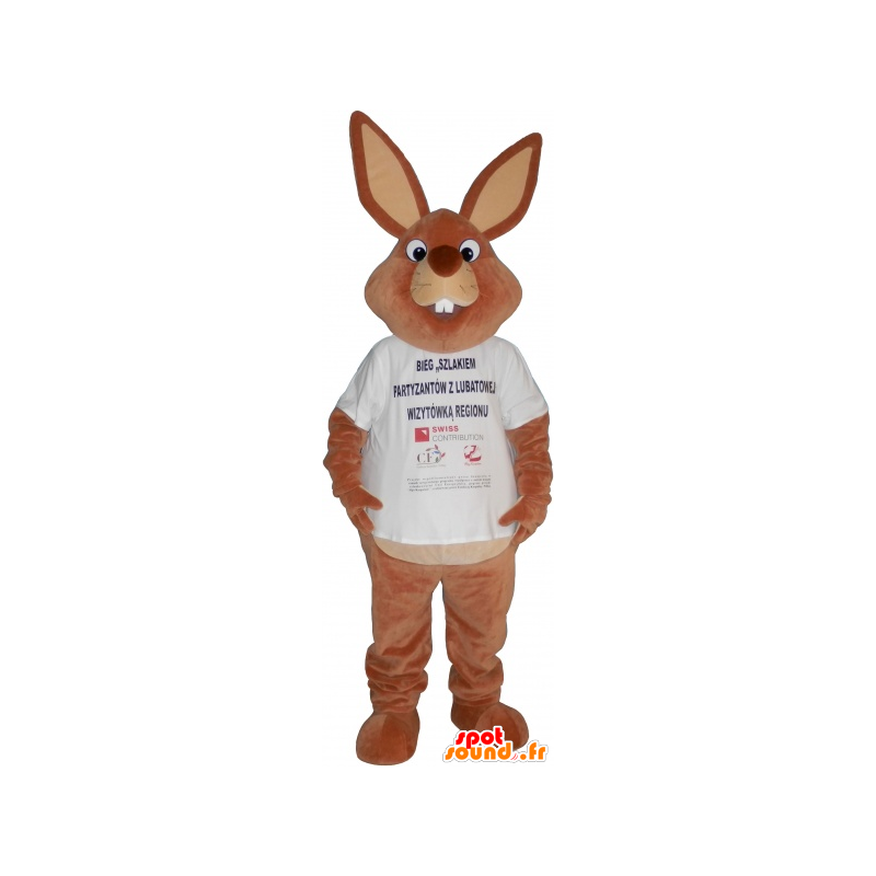 Big brown bunny mascot shirt - MASFR032758 - Rabbit mascot