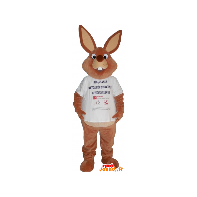 Velký hnědý zajíček maskot košile - MASFR032758 - maskot králíci
