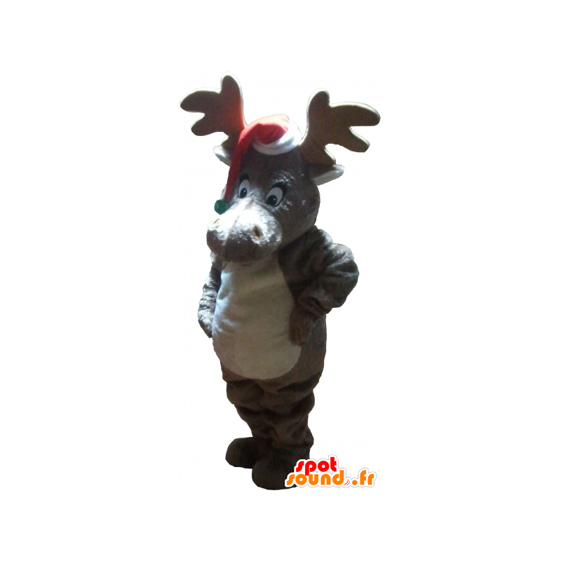 Christmas reindeer mascot with a cap - MASFR032759 - Christmas mascots