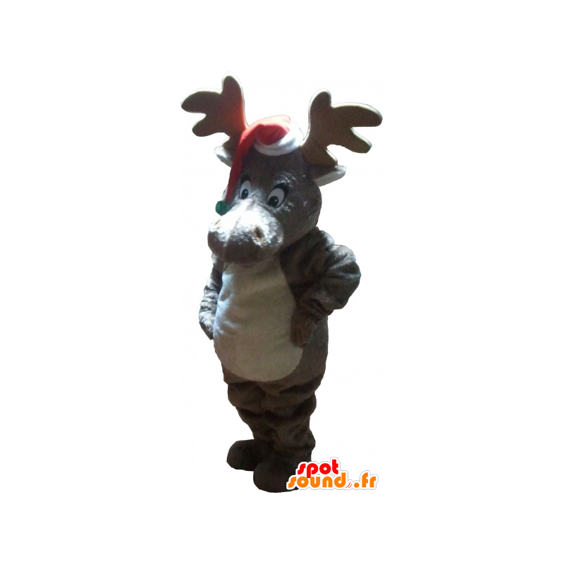 Mascota de Reno de Navidad con un casquillo - MASFR032759 - Mascotas de Navidad