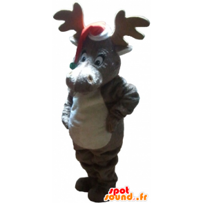 Christmas reindeer mascot with a cap - MASFR032759 - Christmas mascots