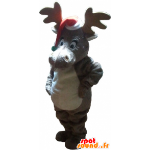 Mascotte de renne de Noël avec un bonnet - MASFR032759 - Mascottes Noël