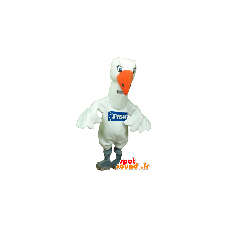 Grote witte vogel mascotte, witte meeuw - MASFR032760 - Mascot vogels