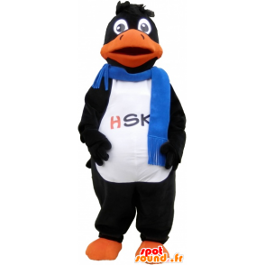 Black Duck mascot, wearing a blue scarf - MASFR032762 - Ducks mascot