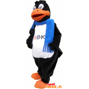 Black Duck maskotka, na sobie niebieski szalik - MASFR032762 - kaczki Mascot