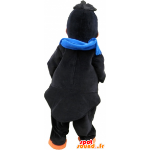 Black Duck Maskottchen, einen blauen Schal trägt - MASFR032762 - Enten-Maskottchen