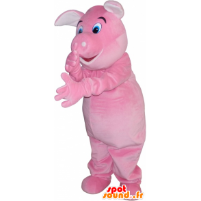 Roze varken mascotte met een oranje wortel - MASFR032763 - Pig Mascottes