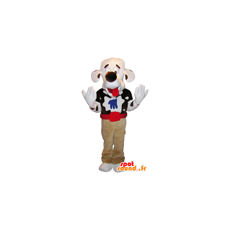 Strakatý pes maskot s velkou hlavou - MASFR032764 - psí Maskoti