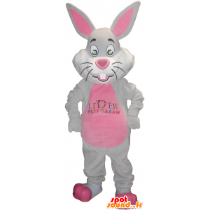Mascot gray and pink bunny with big ears - MASFR032765 - Rabbit mascot