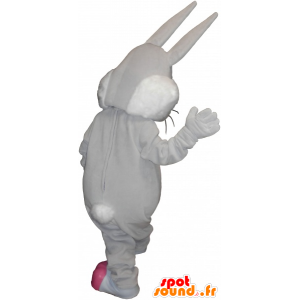 Mascot grau und rosa Häschen mit den großen Ohren - MASFR032765 - Hase Maskottchen