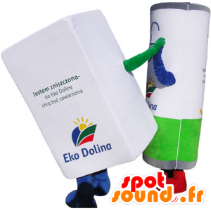 2 mascotes, um tijolo de papelão tipo de lavandaria e uma célula gigante - MASFR032766 - objetos mascotes