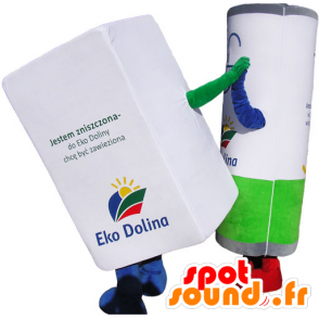 2 mascotes, um tijolo de papelão tipo de lavandaria e uma célula gigante - MASFR032766 - objetos mascotes