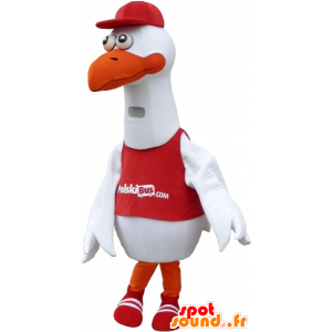 Mascotte witte vogel meeuw in sportkleding - MASFR032767 - sporten mascotte