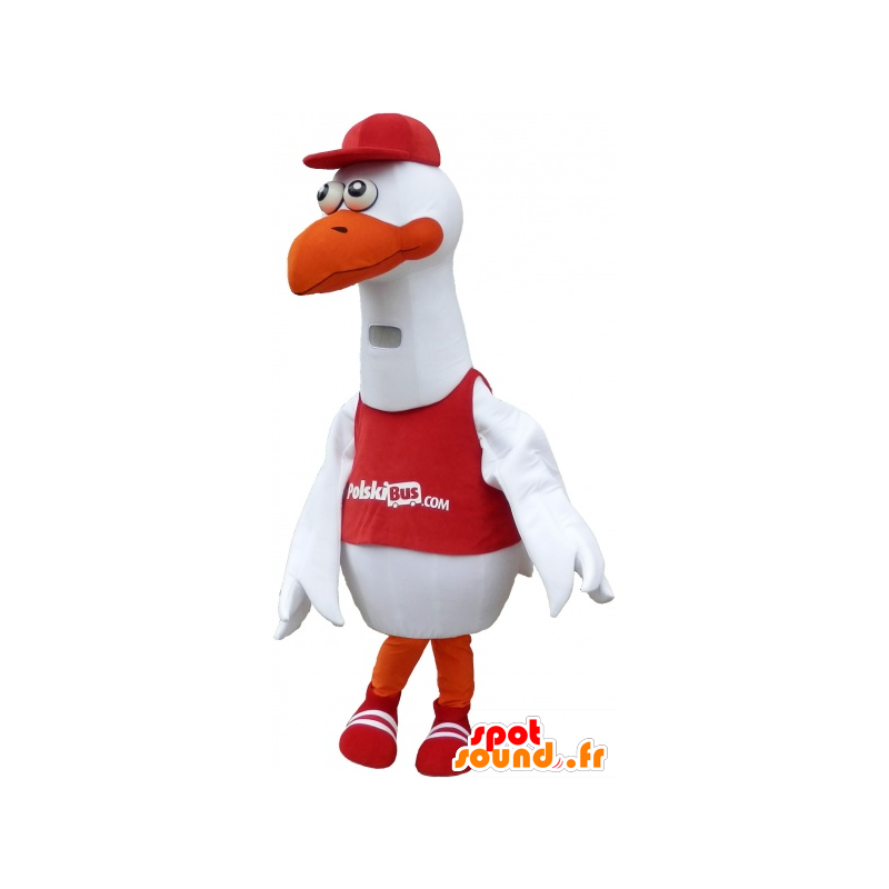 Mascot bianco gabbiano uccello in abbigliamento sportivo - MASFR032767 - Mascotte sport
