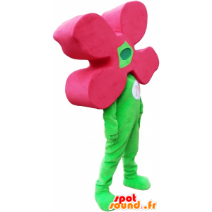 Groene mascotte mens met een bloem voor een hoofd - MASFR032769 - man Mascottes