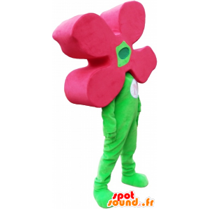 Grön snögubbelmaskot med en blomma som huvud - Spotsound maskot