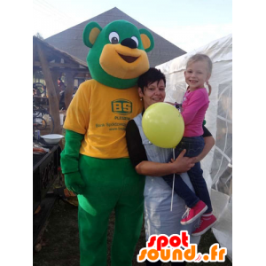 Vihreä ja keltainen nalle maskotti jättiläinen - MASFR032772 - Bear Mascot