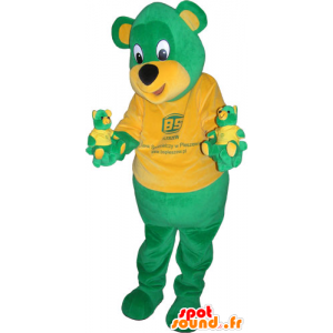 Gigante verde e giallo mascotte di peluche - MASFR032772 - Mascotte orso