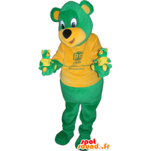 Jättegrön och gul nallebjörnmaskot - Spotsound maskot