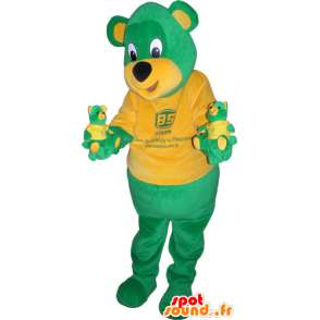 Vihreä ja keltainen nalle maskotti jättiläinen - MASFR032772 - Bear Mascot