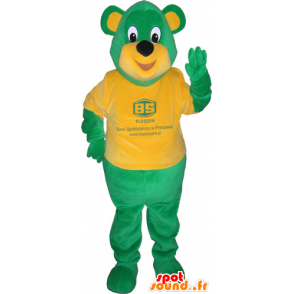 Grønn og gul teddy maskot gigant - MASFR032772 - bjørn Mascot