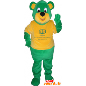 Vihreä ja keltainen nalle maskotti jättiläinen - MASFR032772 - Bear Mascot