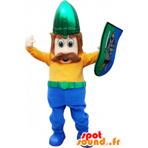 Mascotte de Viking moustachu avec un casque et un bouclier - MASFR032774 - Mascottes Boucs et Chèvres