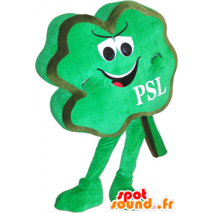 Mascotte de trèfle à quatre feuilles vert, espiègle - MASFR032775 - Mascottes de plantes