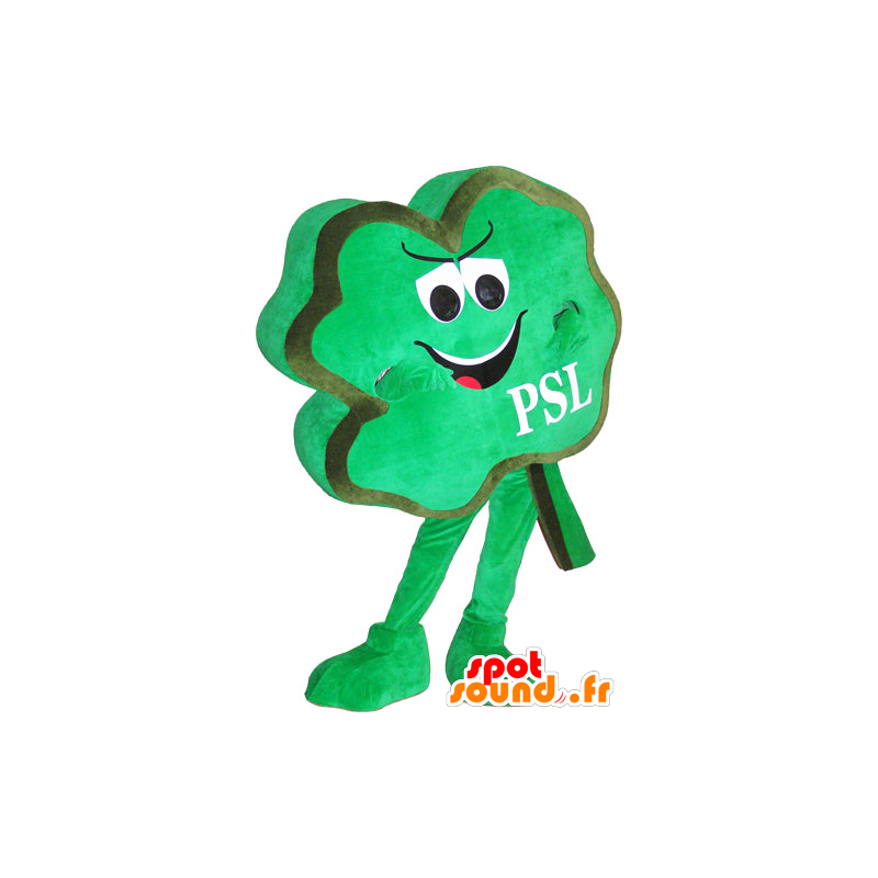 Mascotte de trèfle à quatre feuilles vert, espiègle - MASFR032775 - Mascottes de plantes