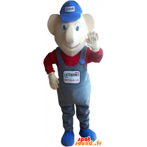 Sněhulák maskot, velmi úsměvem s kombinézou - MASFR032776 - Man Maskoti