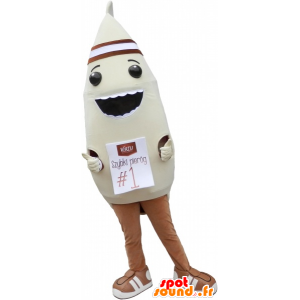 Steam ravioli mascot, beige and brown - MASFR032777 - Fast food mascots