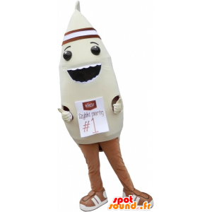 Höyry ravioli maskotti, beigen ja ruskean - MASFR032777 - Mascottes Fast-Food